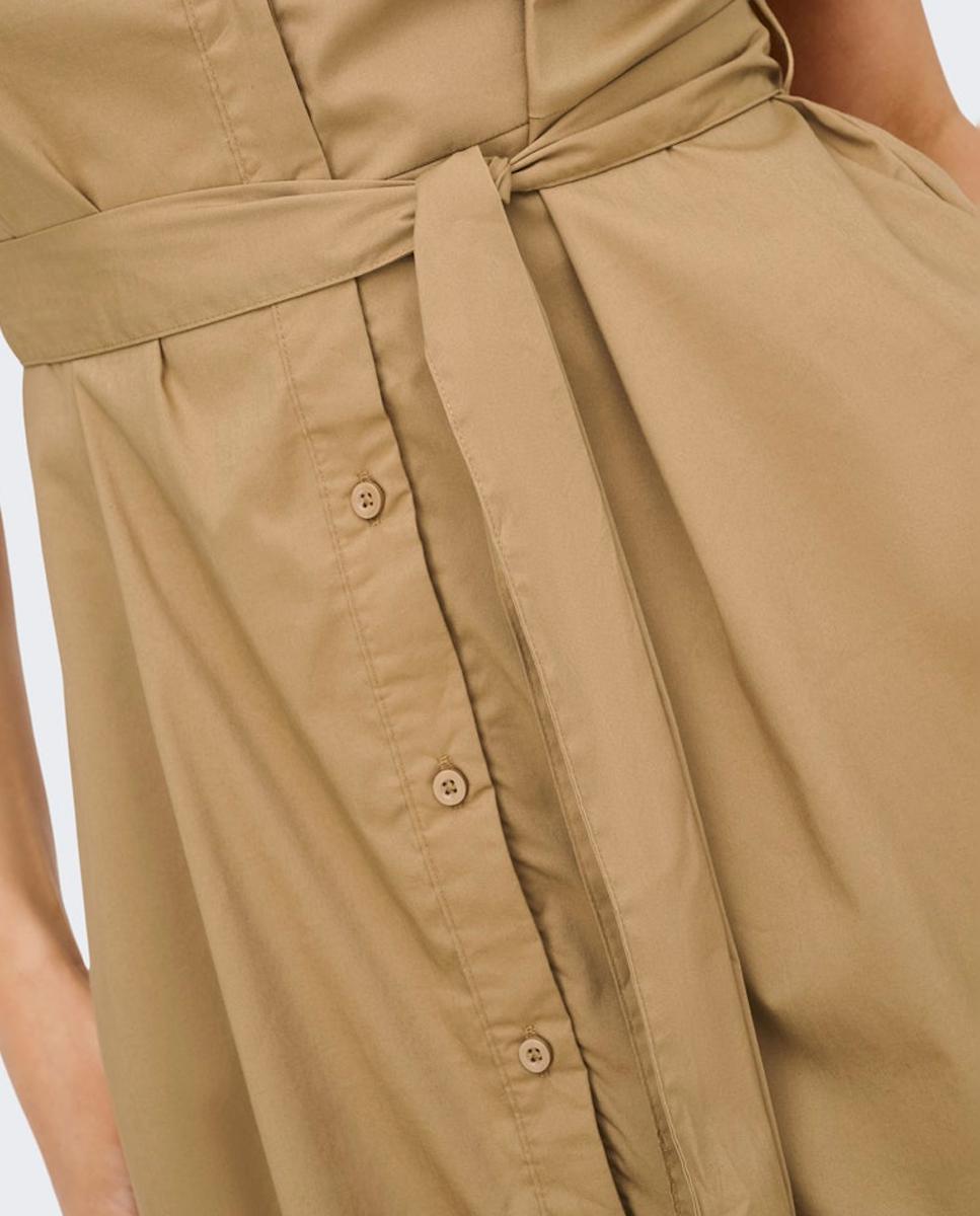 Vestido comprido com fecho de botões Taupe-2
