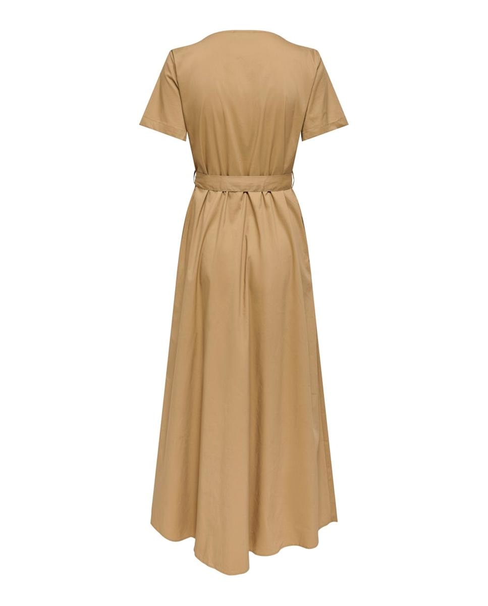Vestido comprido com fecho de botões Taupe-7