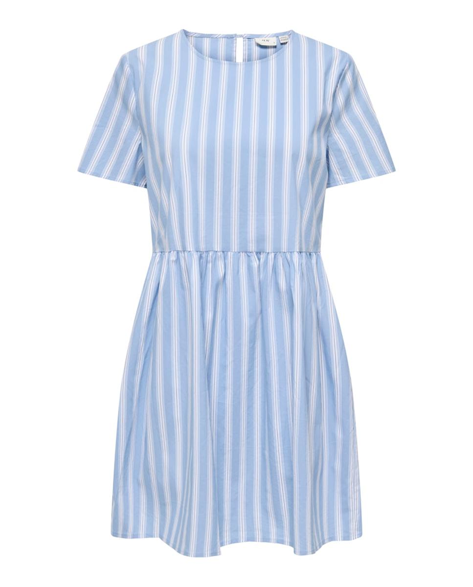 Vestido Curto com Corte na Cintura Azul-6