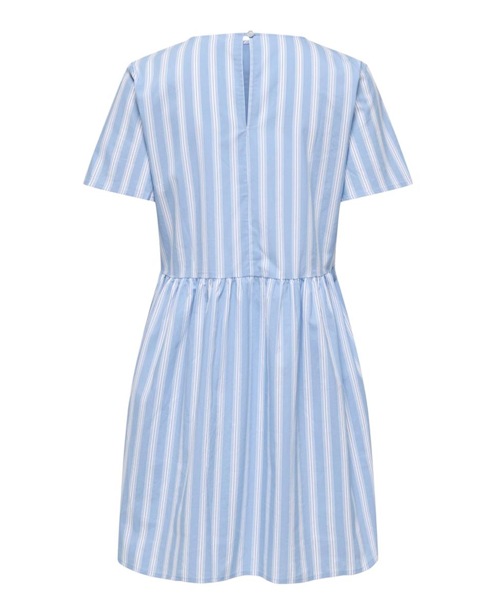 Vestido Curto com Corte na Cintura Azul-7