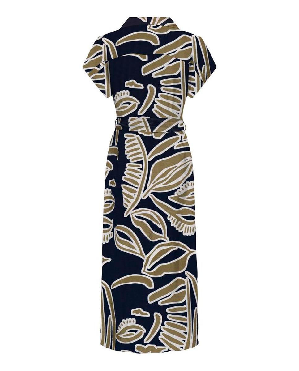 Vestido Midi com Gola Clássica e Manga Curta Azul-marinho-7