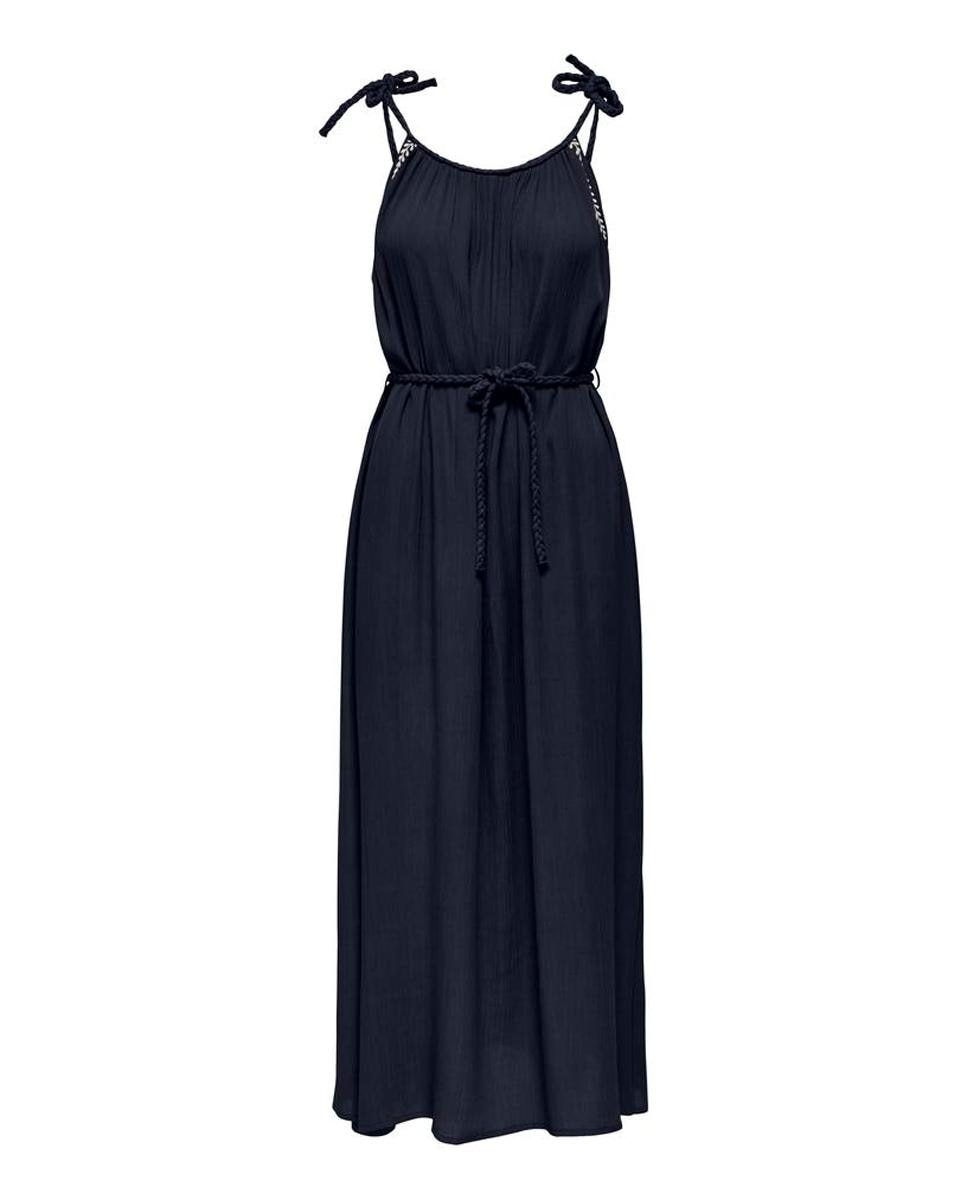 Vestido Comprido com Decote Redondo e Alças Azul-marinho-6