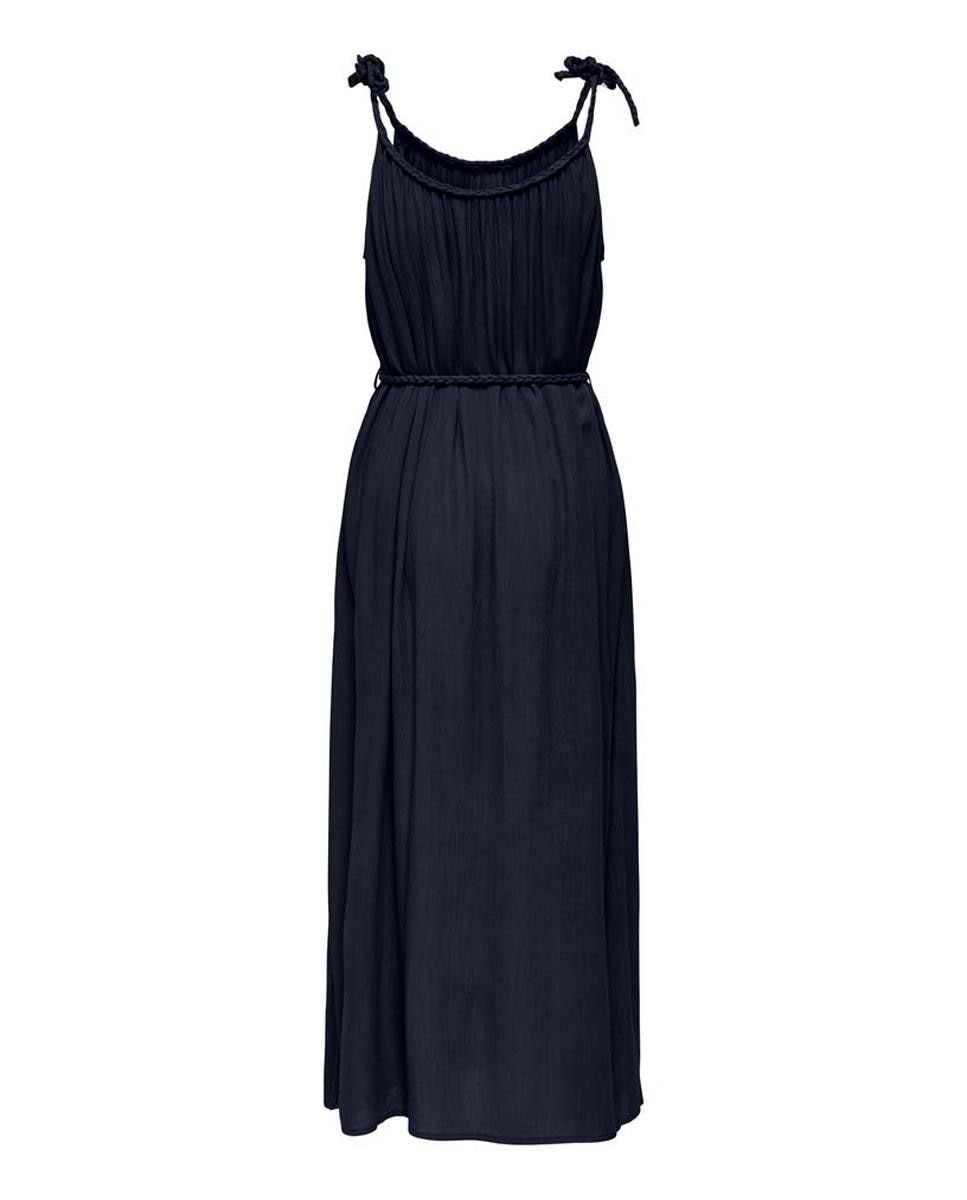 Vestido Comprido com Decote Redondo e Alças Azul-marinho-7