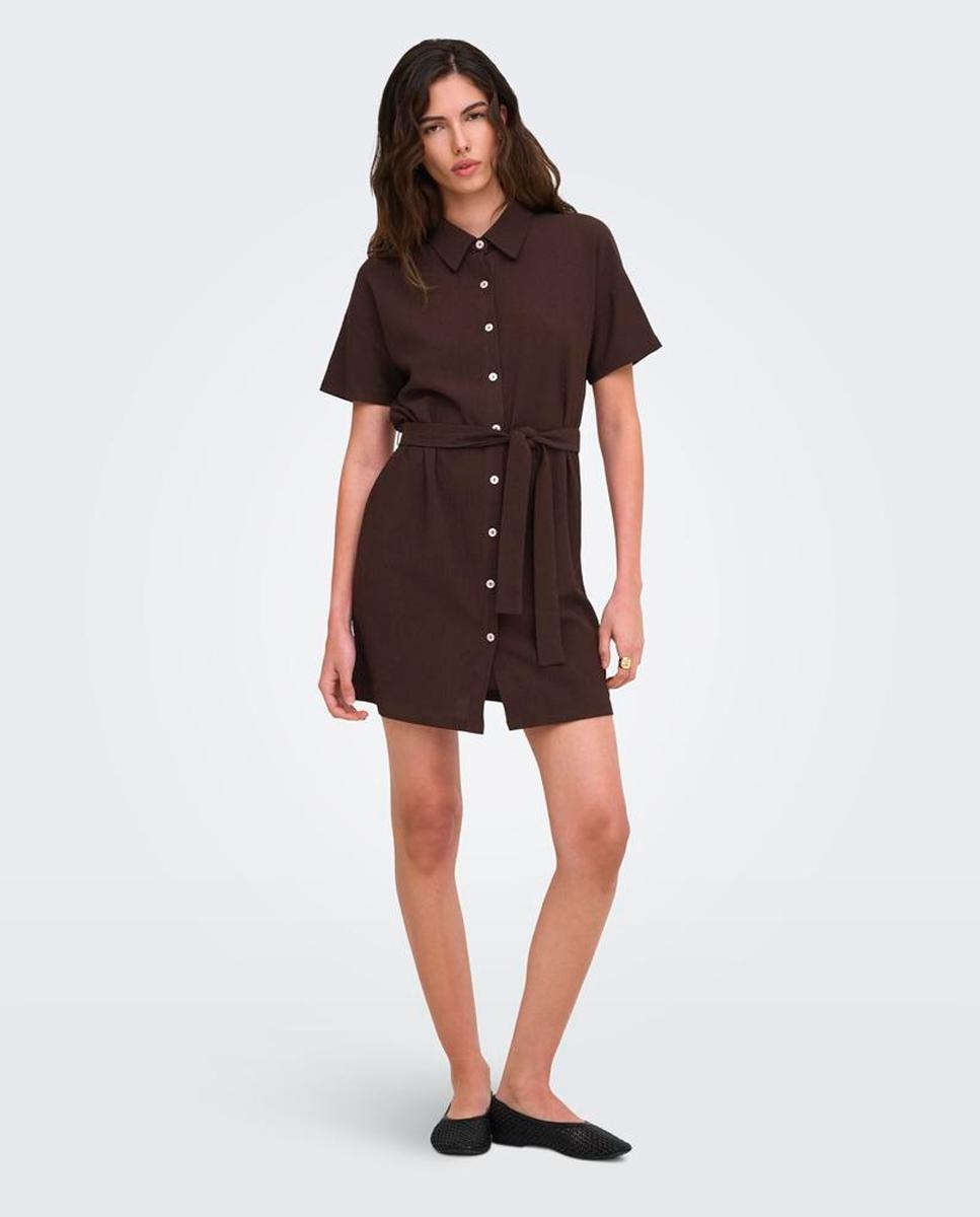 Imagem 0 de Vestido Camiseiro de Manga Curta com Cinto