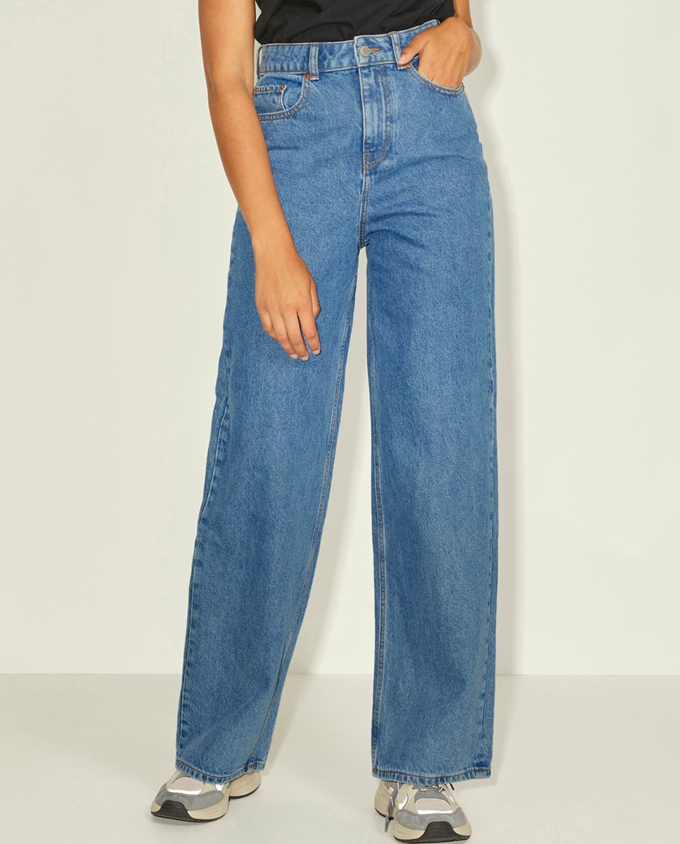 Jeans Tóquio largas com cintura subida Azul-2