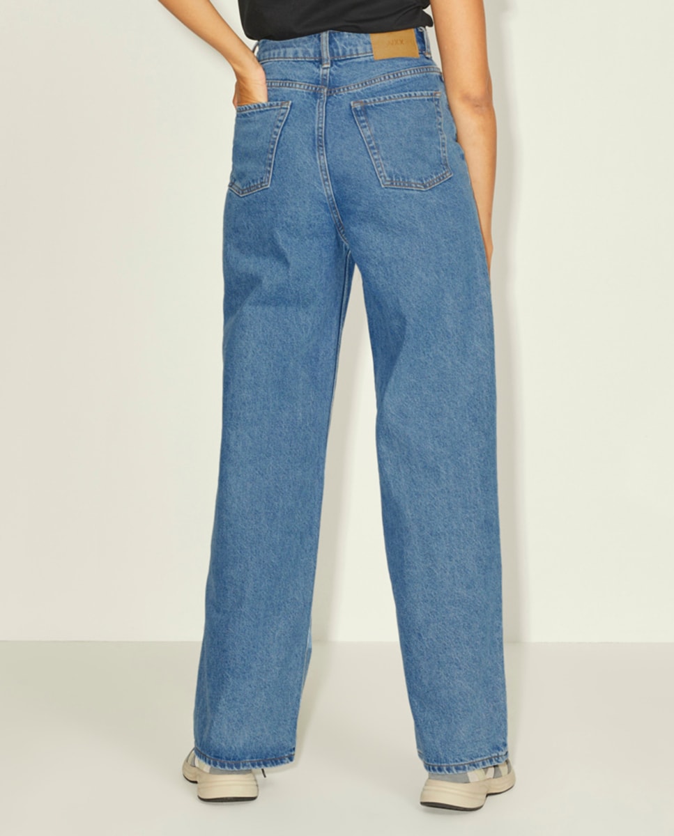 Jeans Tóquio largas com cintura subida Azul-3