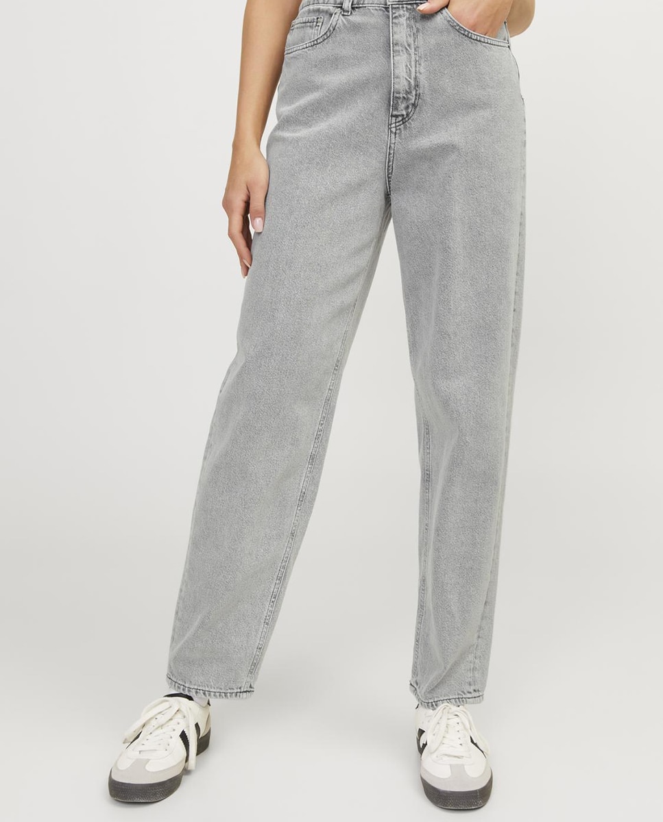 Jeans Mom Fit Lisbon com Cintura Subida Cinzento-3