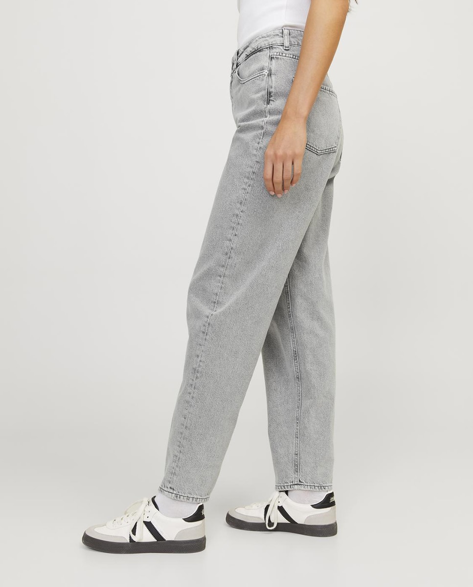 Jeans Mom Fit Lisbon com Cintura Subida Cinzento-4