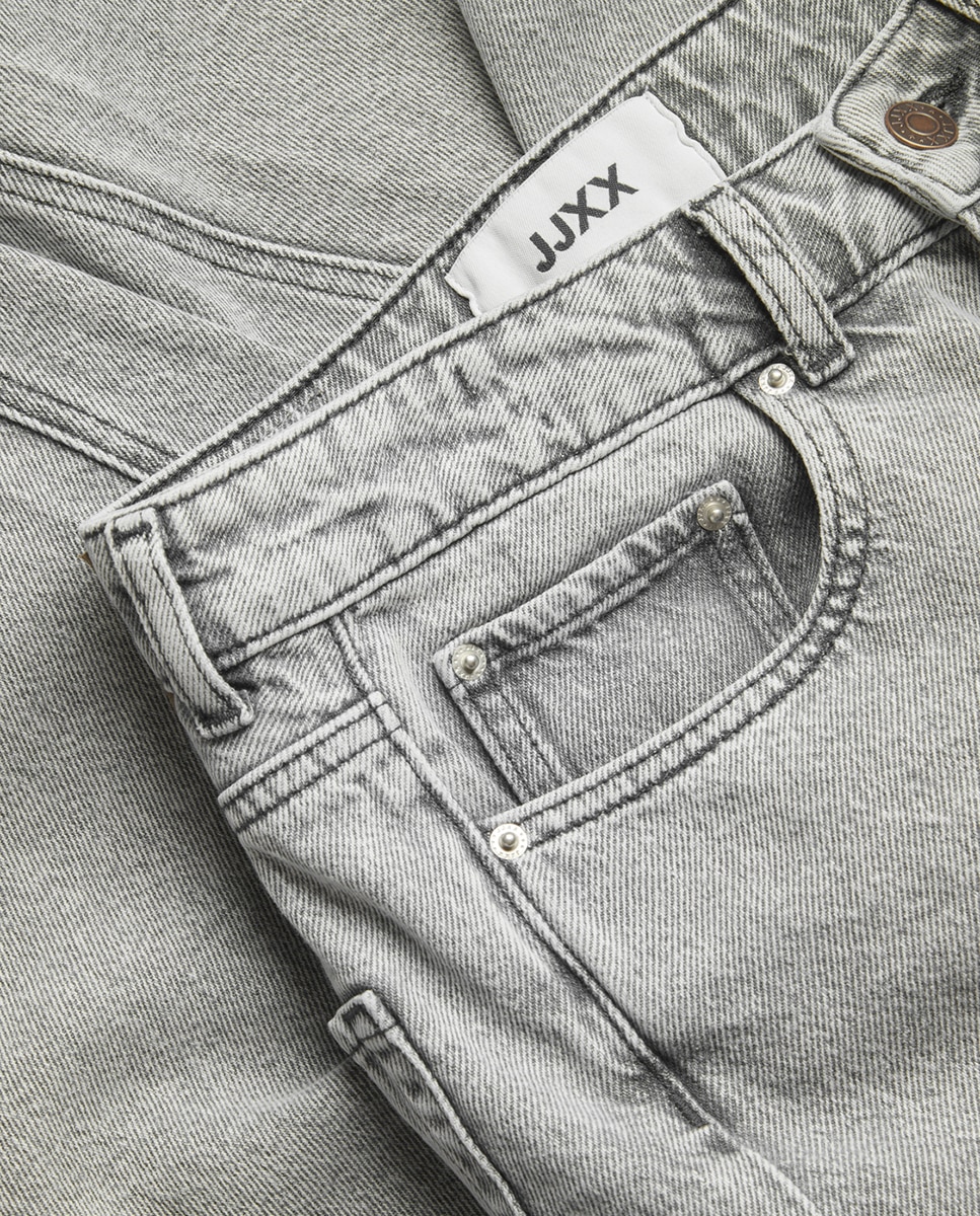 Jeans Mom Fit Lisbon com Cintura Subida Cinzento-7