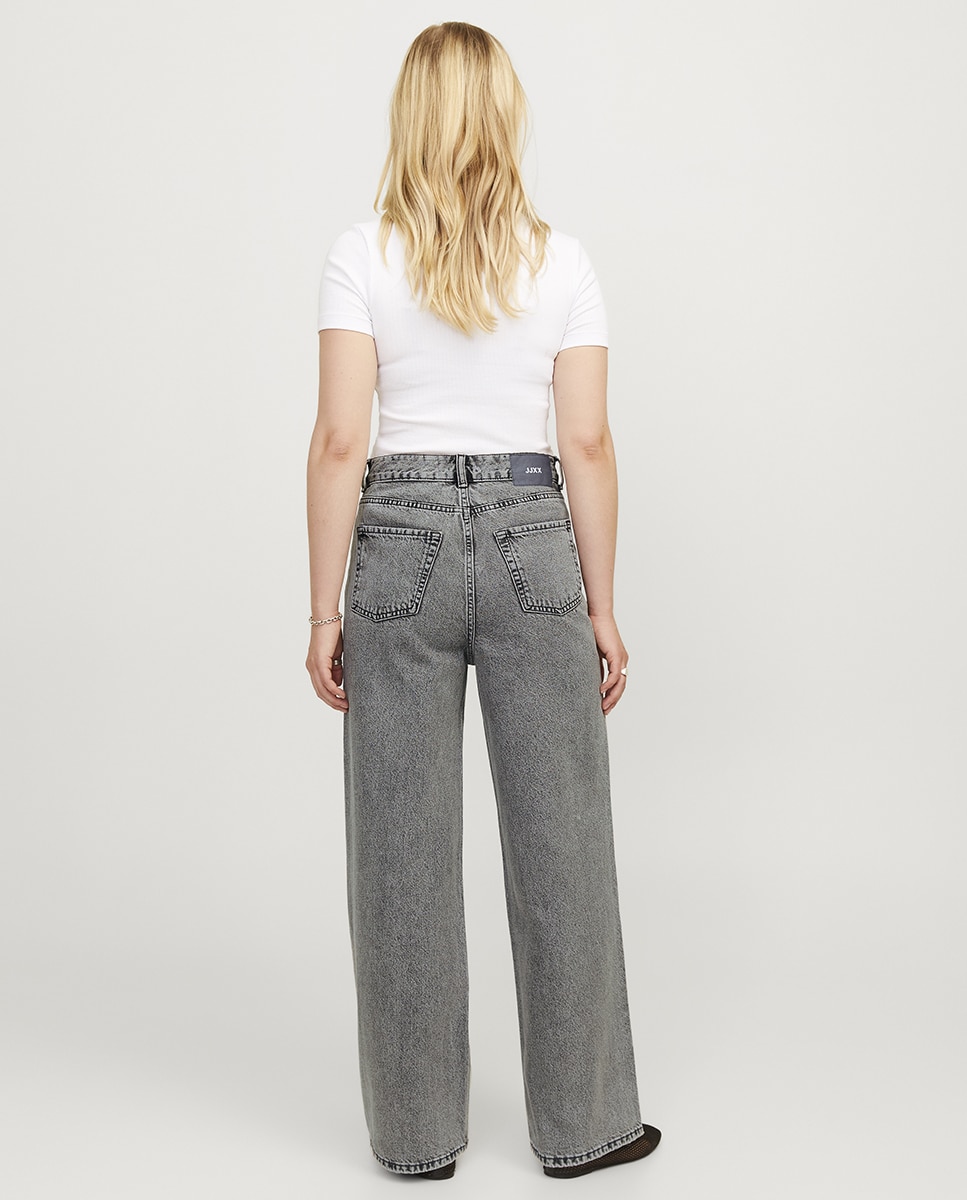Jeans Straight Tipo Culotte Cinzento-escuro-2