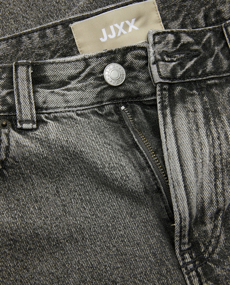Jeans Straight Tipo Culotte Cinzento-escuro-3