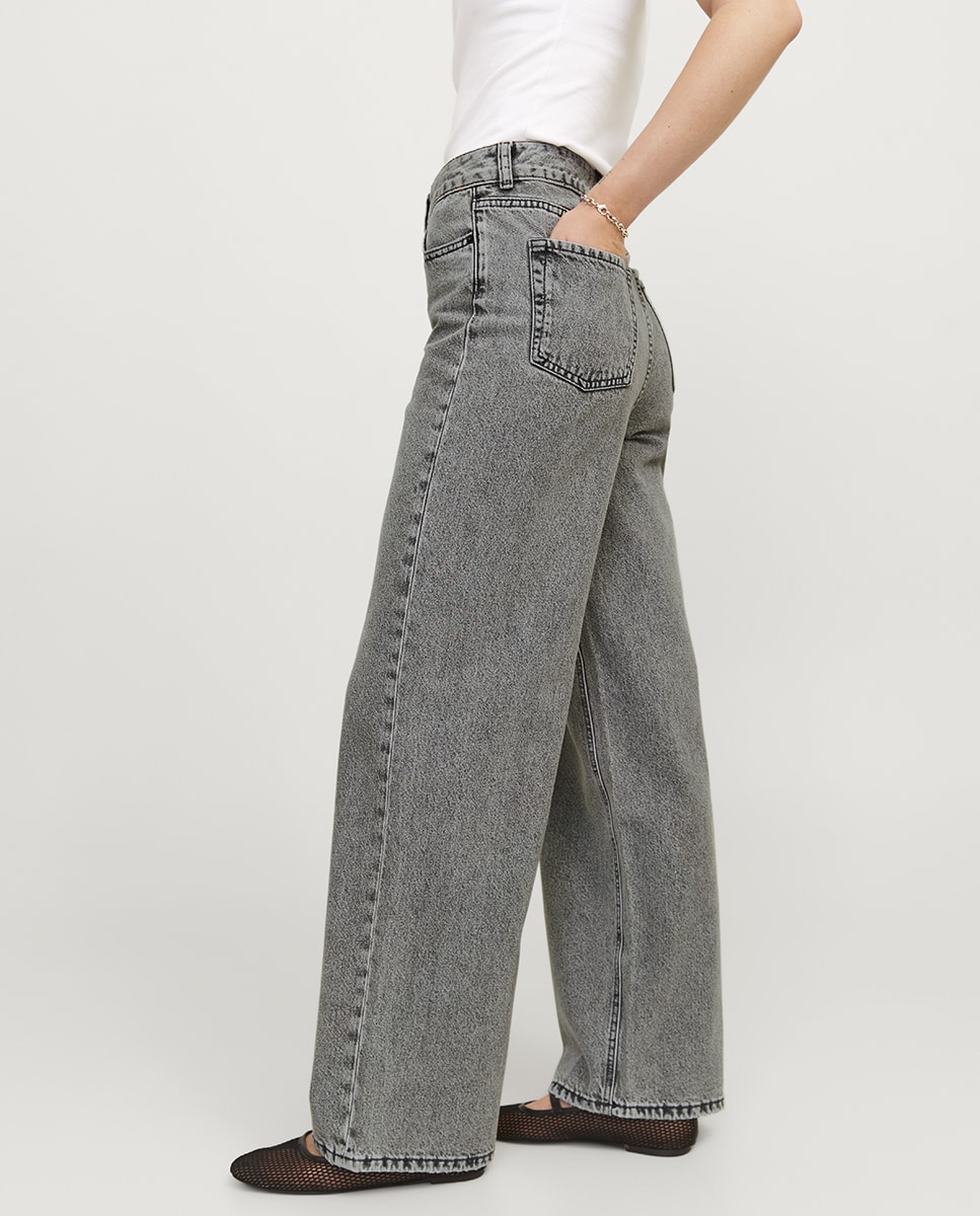 Jeans Straight Tipo Culotte Cinzento-escuro-5
