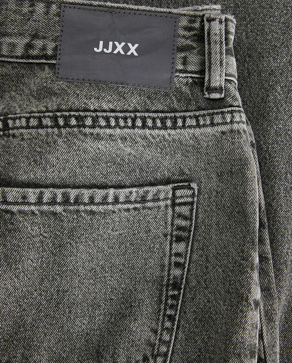 Jeans Straight Tipo Culotte Cinzento-escuro-6