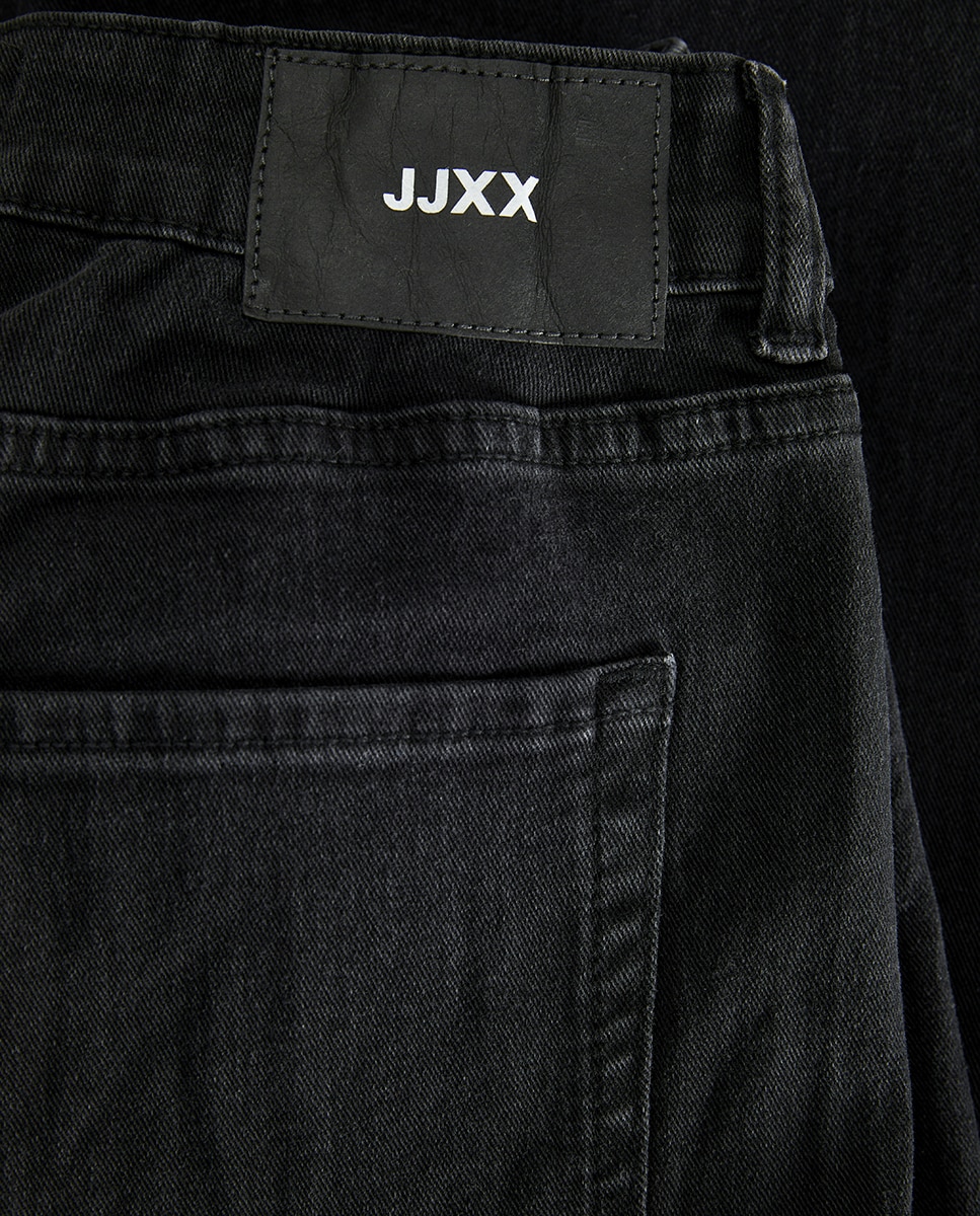 Jeans Straight Tipo Culotte - Preto Preto-3