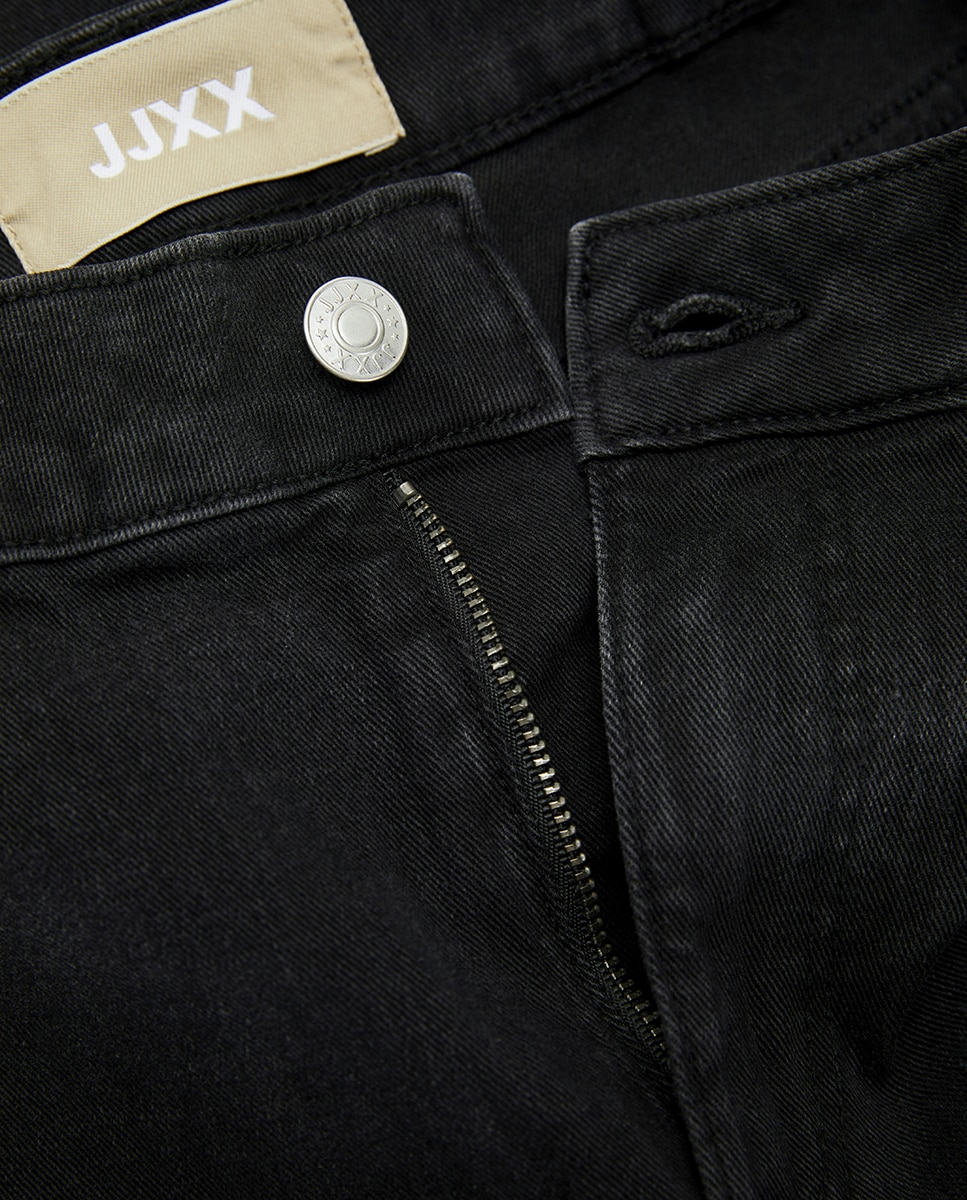 Jeans Straight Tipo Culotte - Preto Preto-5