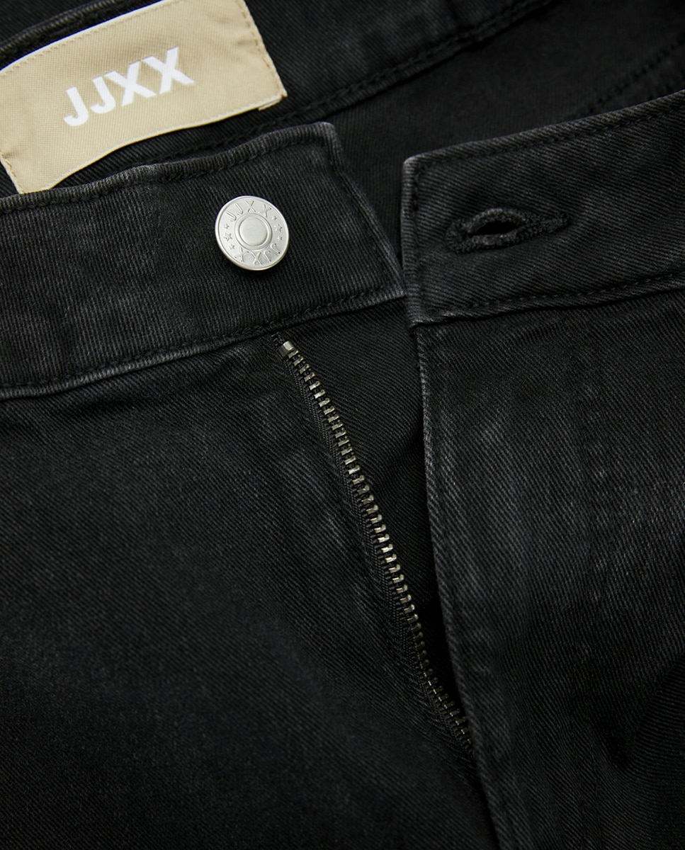 Jeans Straight Tipo Culotte - Preto Preto-7