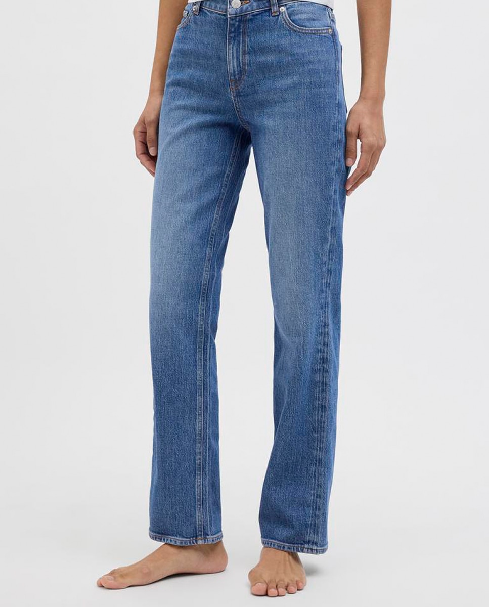 Jeans Straight Cropped Azul-2