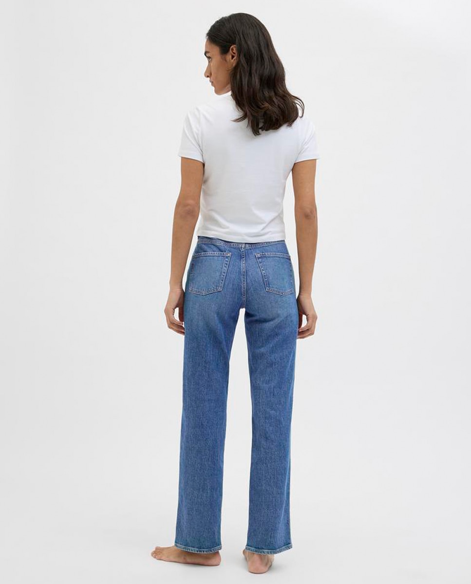 Jeans Straight Cropped Azul-3