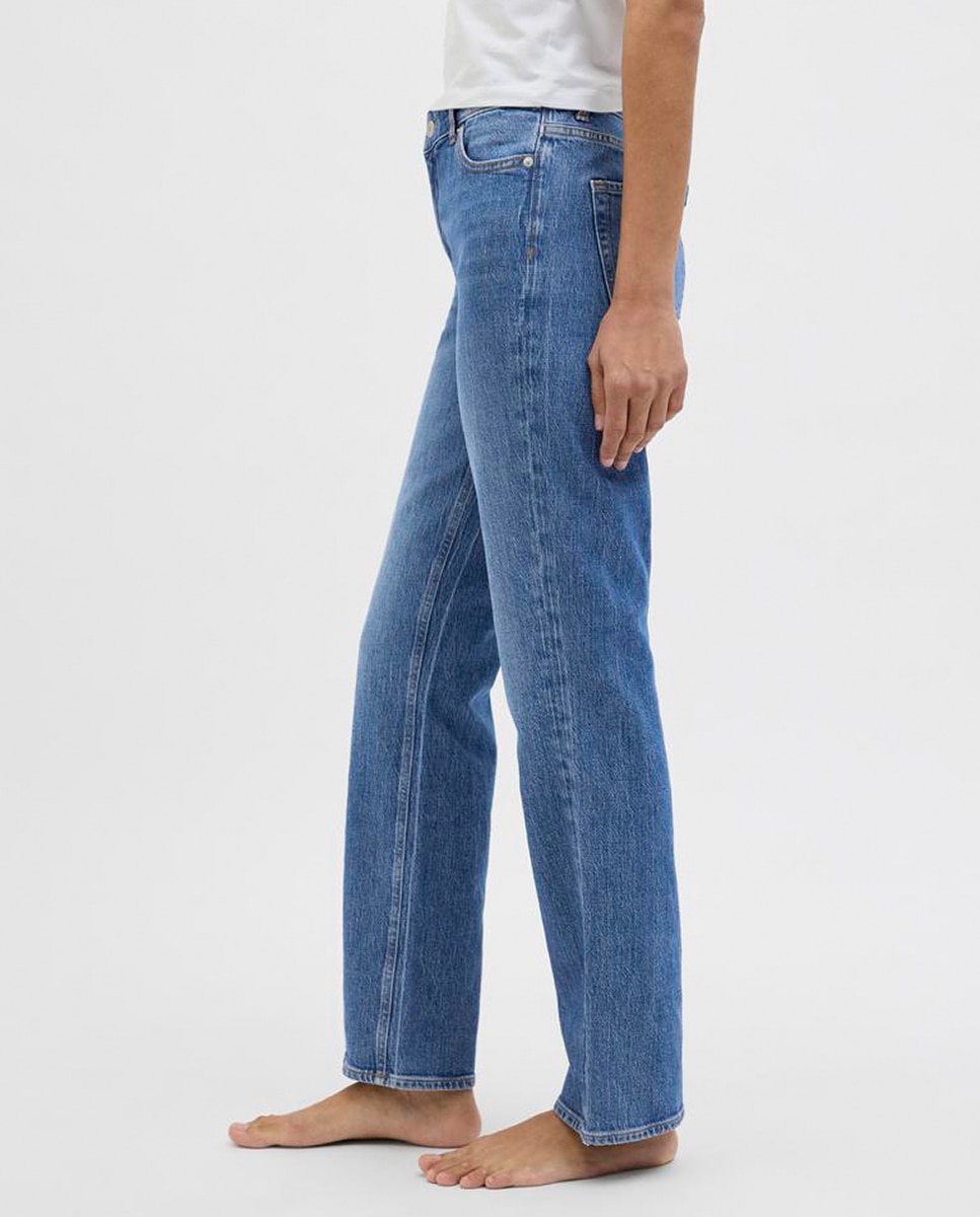 Jeans Straight Cropped Azul-4