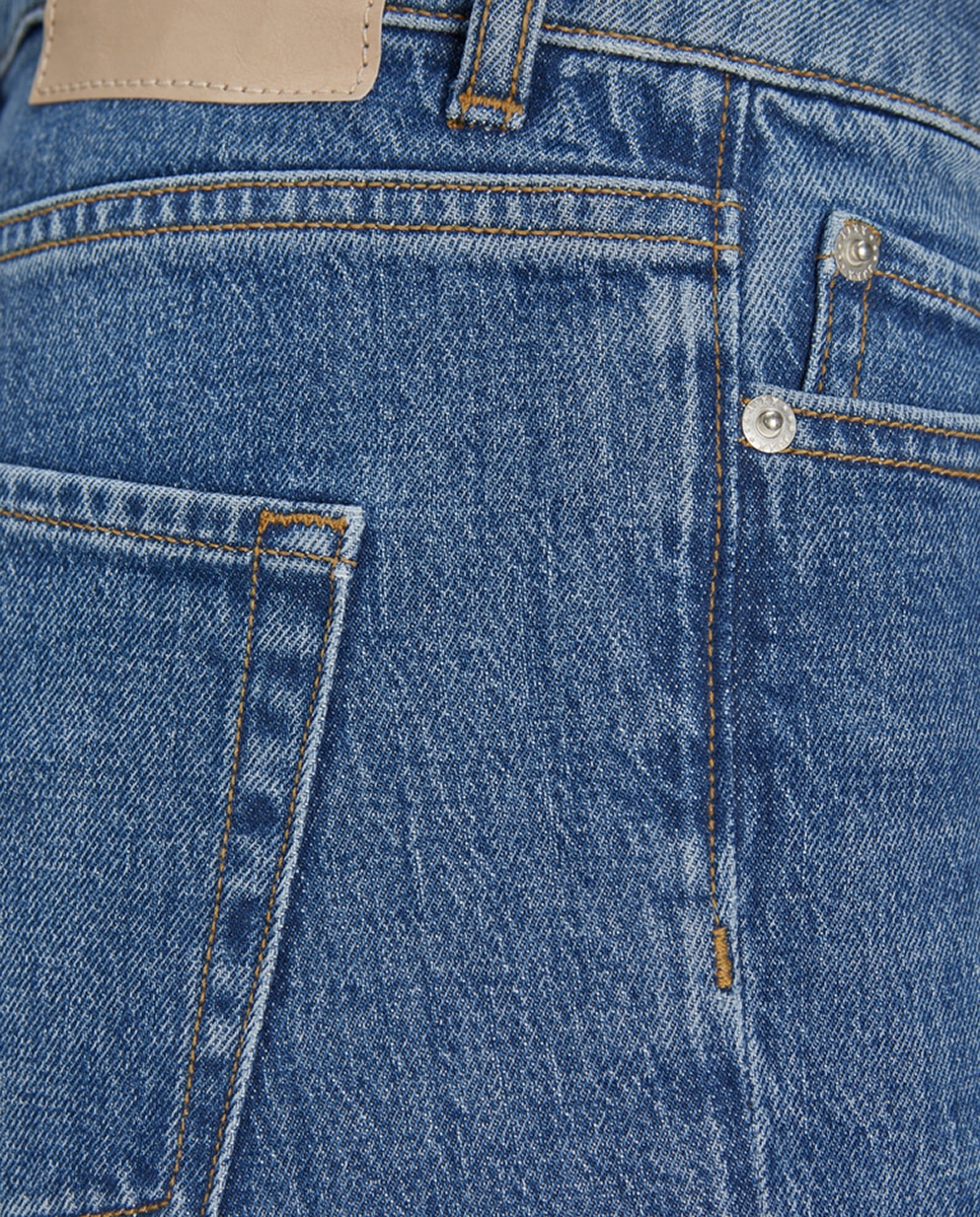 Jeans Straight Cropped Azul-8