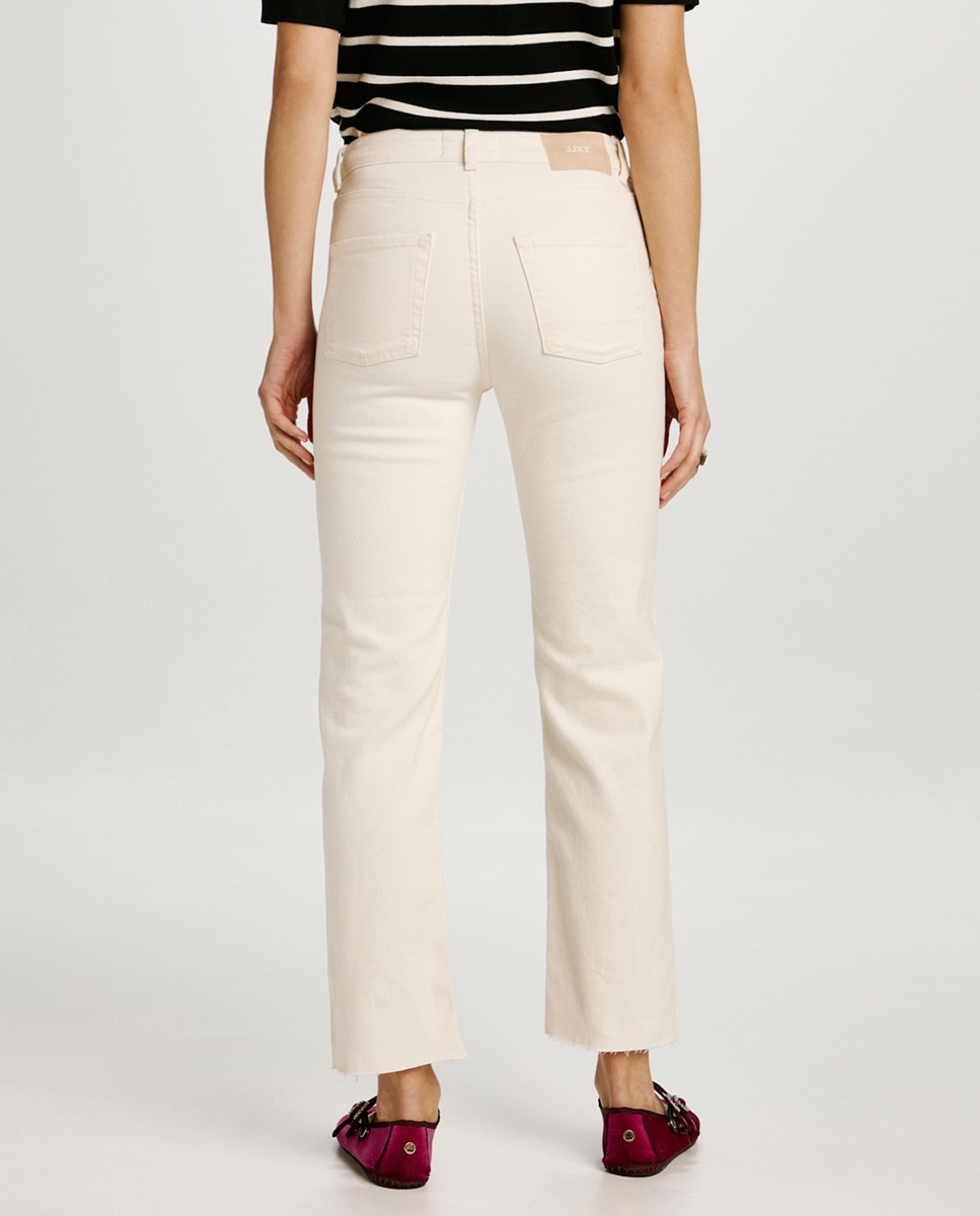 Jeans de Cintura Média Branco-3