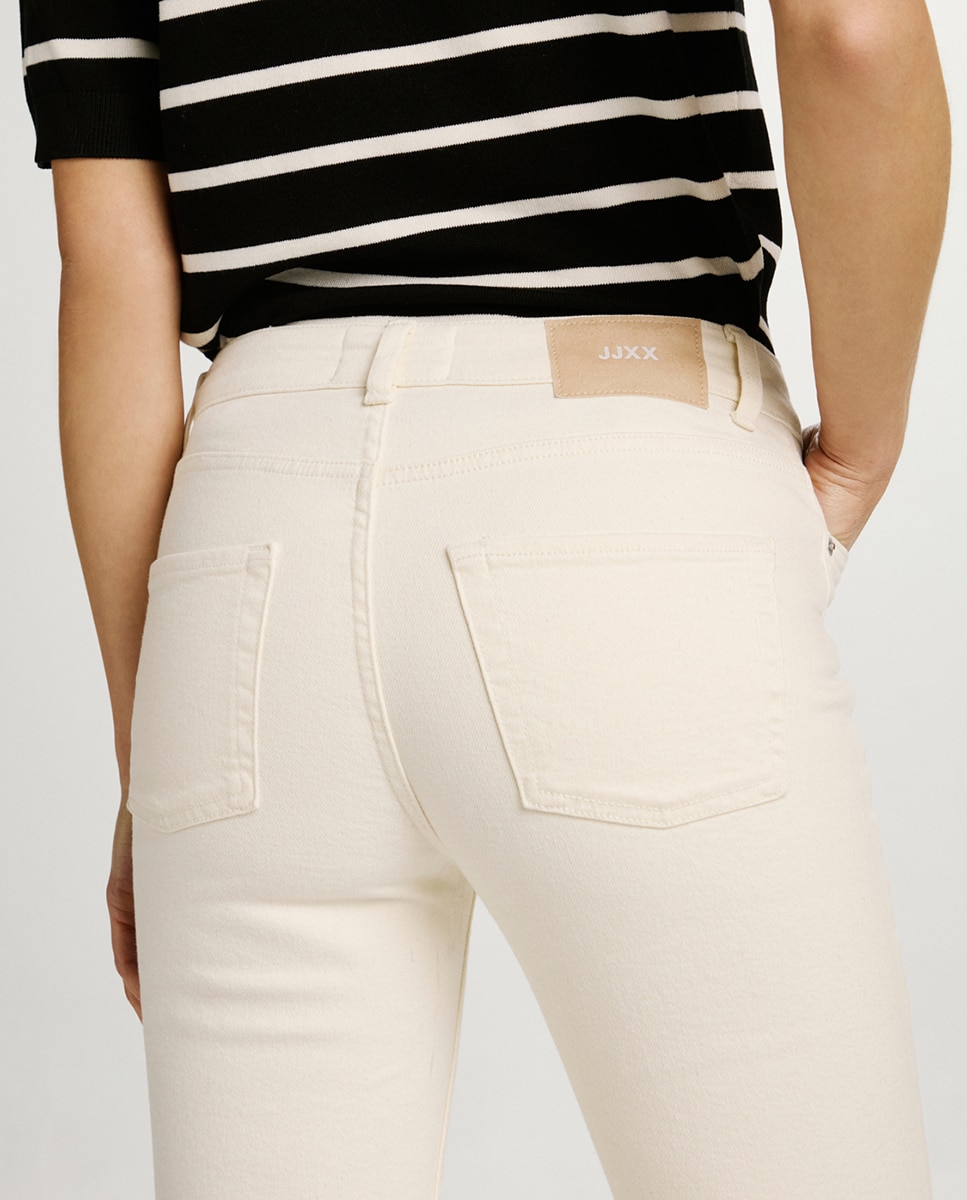 Jeans de Cintura Média Branco-4
