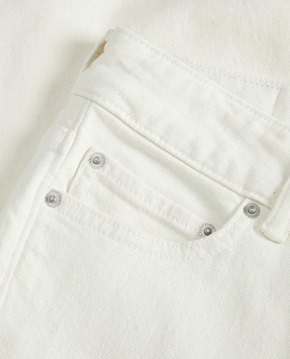 Jeans de Cintura Média Branco-8