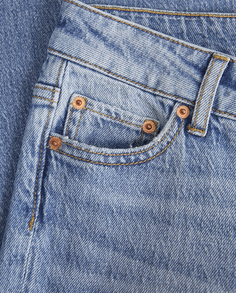 Jeans de Cintura Média Azul-7