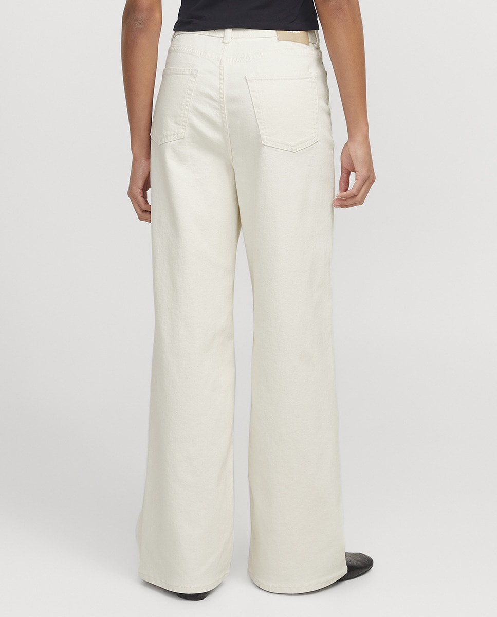 Jeans wide leg com cintura subida Branco-2