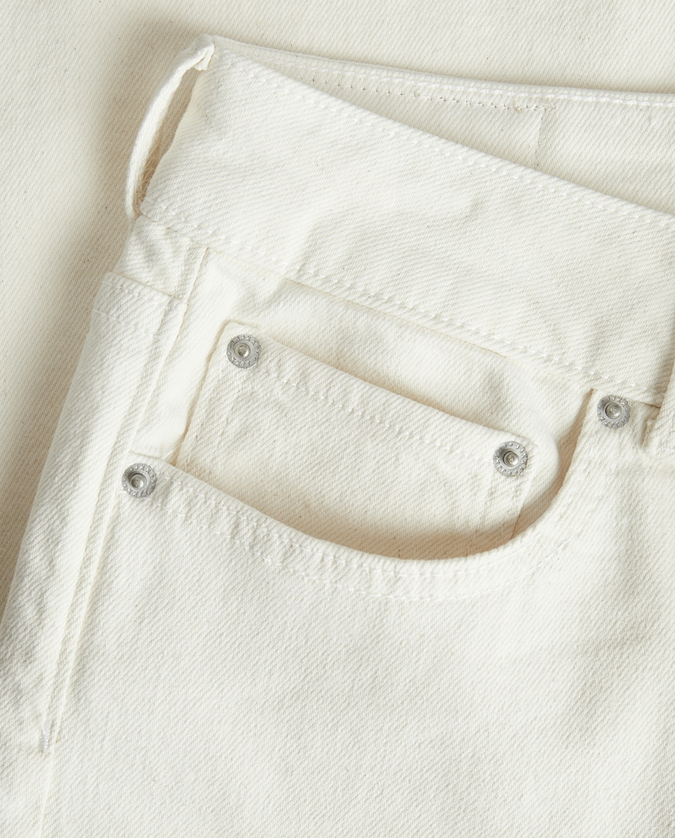 Jeans wide leg com cintura subida Branco-5