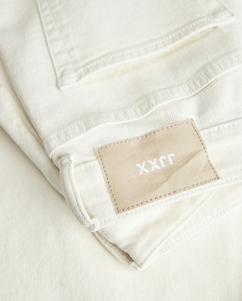 Jeans wide leg com cintura subida Branco-6