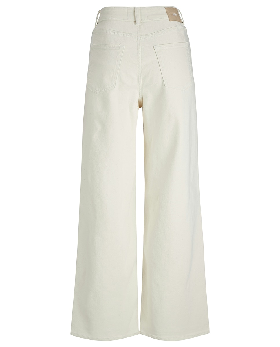 Jeans wide leg com cintura subida Branco-8