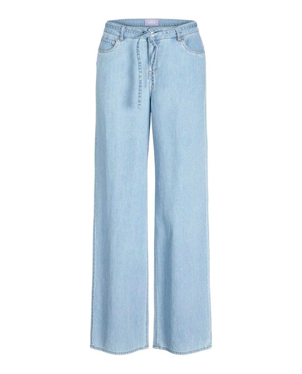 Jeans Wide Leg com Cintura Média Azul-claro-5