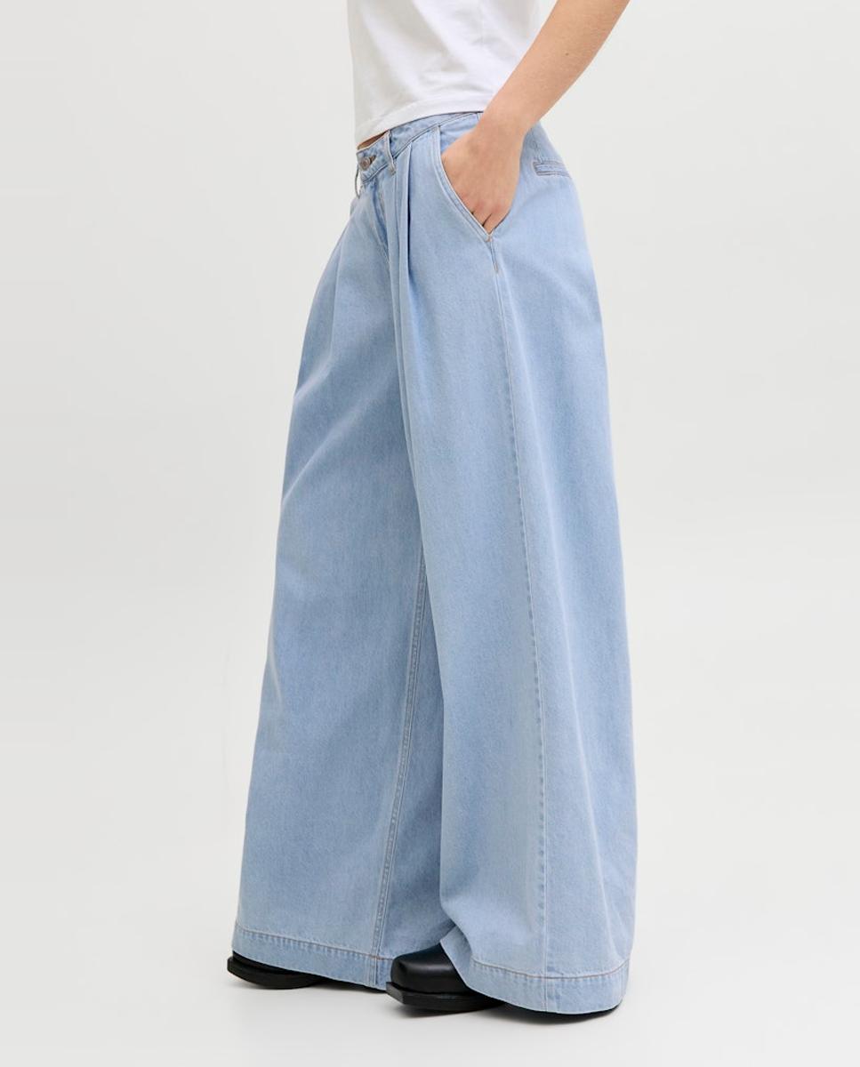 Jeans Extra Largas com Cintura Média Azul-claro-4
