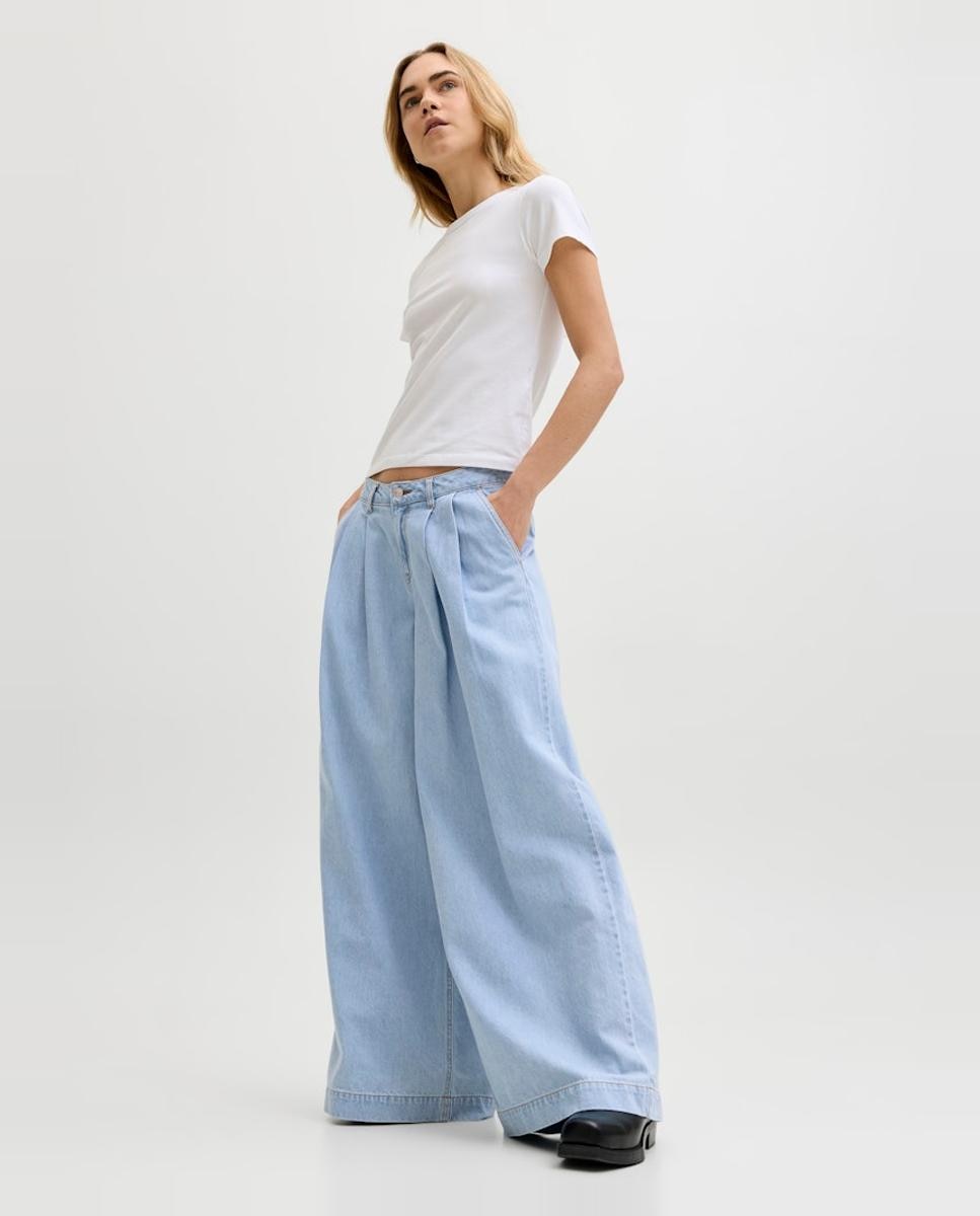 Jeans Extra Largas com Cintura Média Azul-claro-5