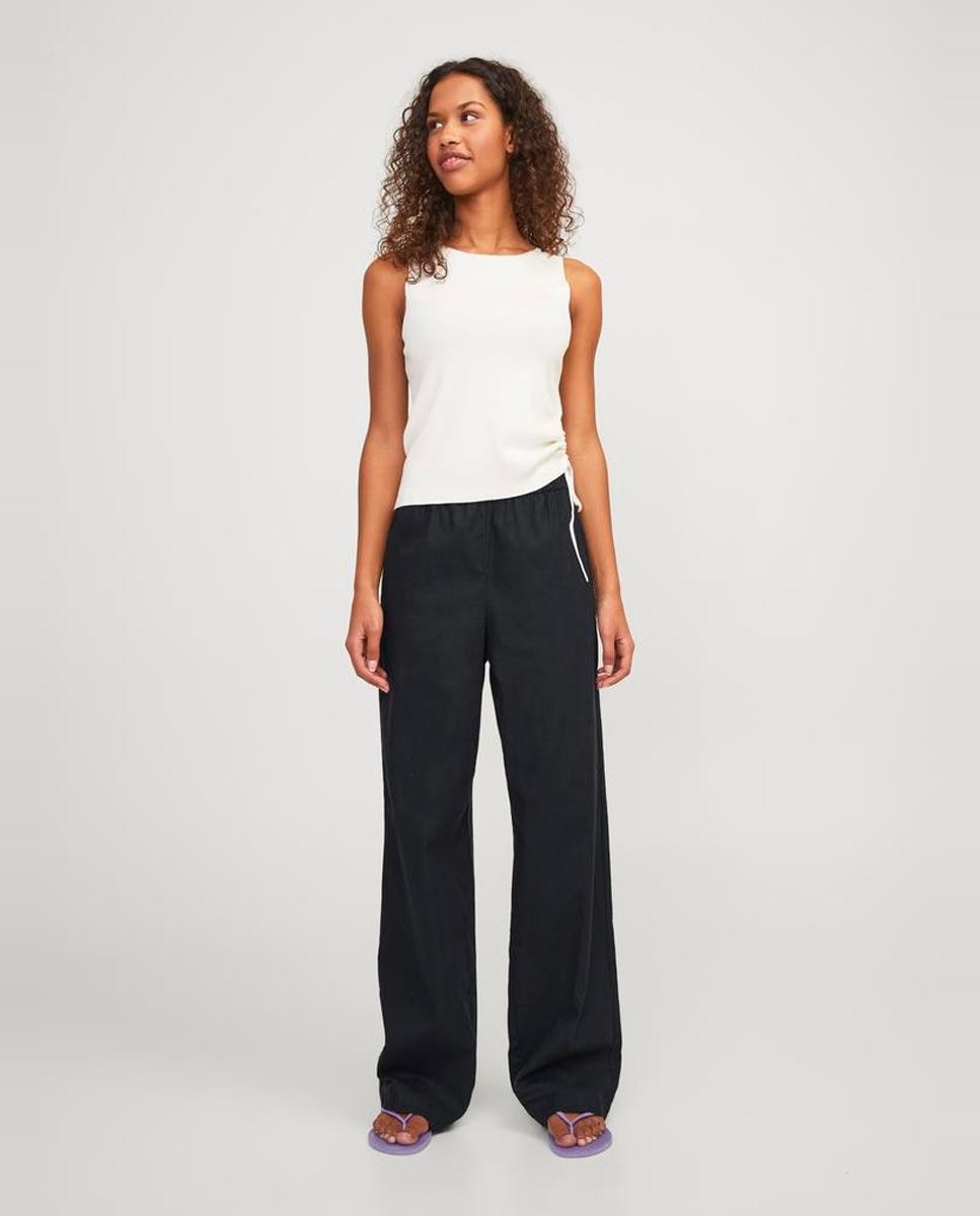 Pantalón de mujer de lino tiro alto - Jack & Jones - Negro Negro-1