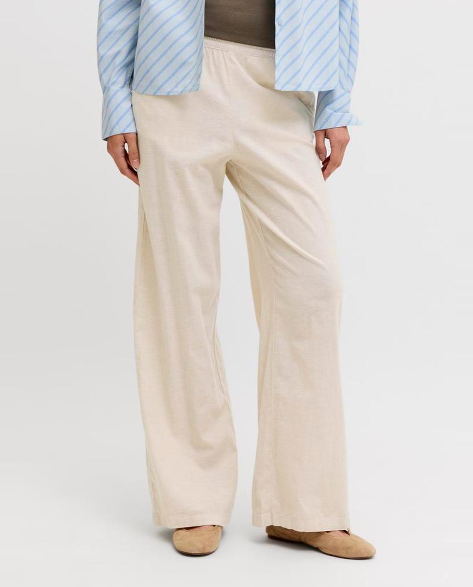 Pantalón de mujer de lino tiro alto - Jack & Jones - Crema Crema-2
