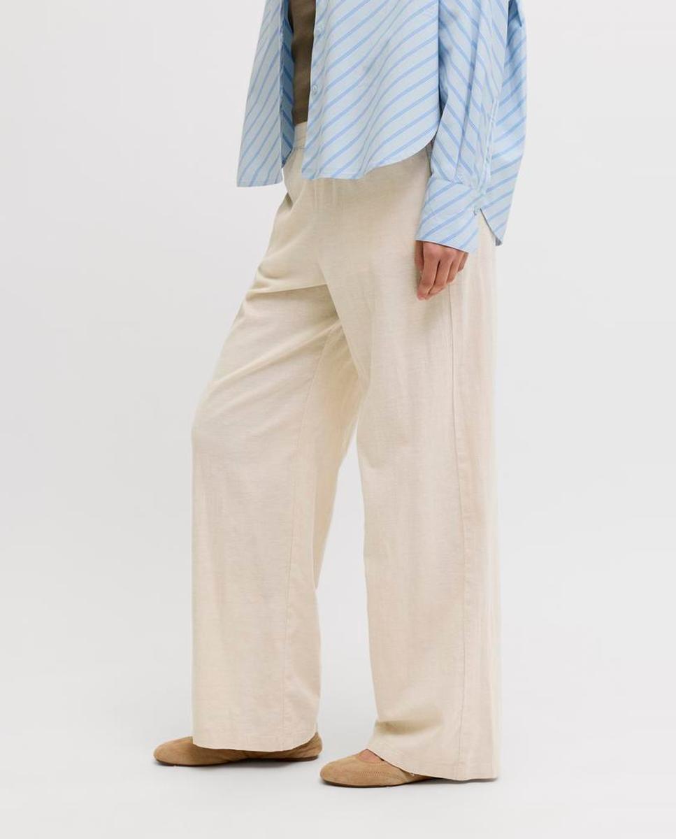 Pantalón de mujer de lino tiro alto - Jack & Jones - Crema Crema-4