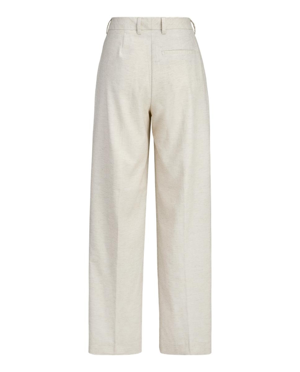 Calças Wide Leg com Cintura Subida Bege-7