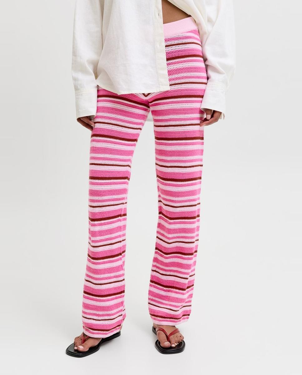 Calças de Malha Loose Fit Rosa-3