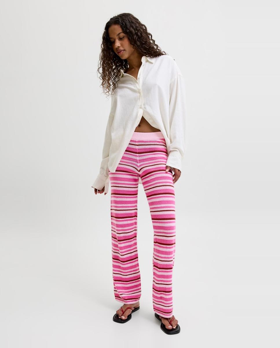 Calças de Malha Loose Fit Rosa-5