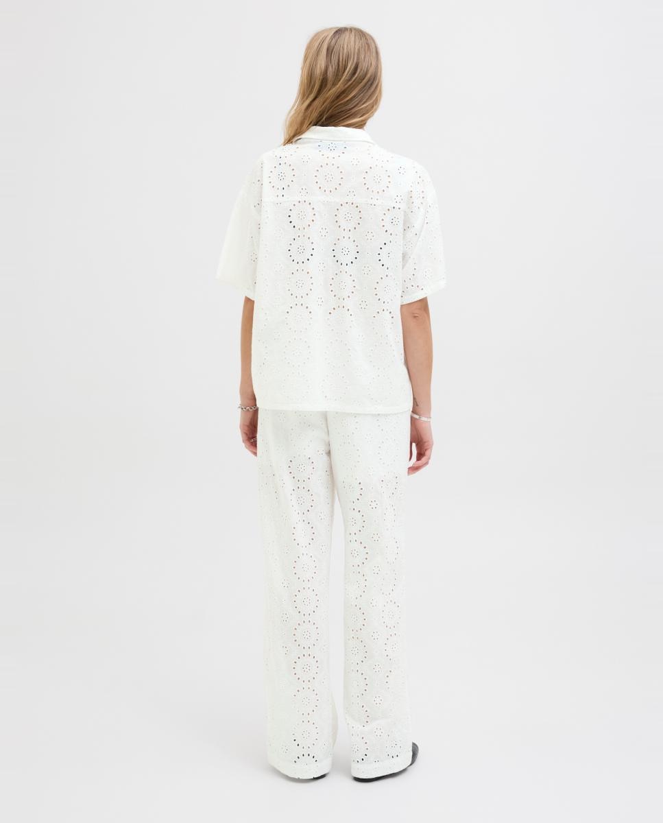 Calças de Cintura Média Wide Leg Fit Branco-2
