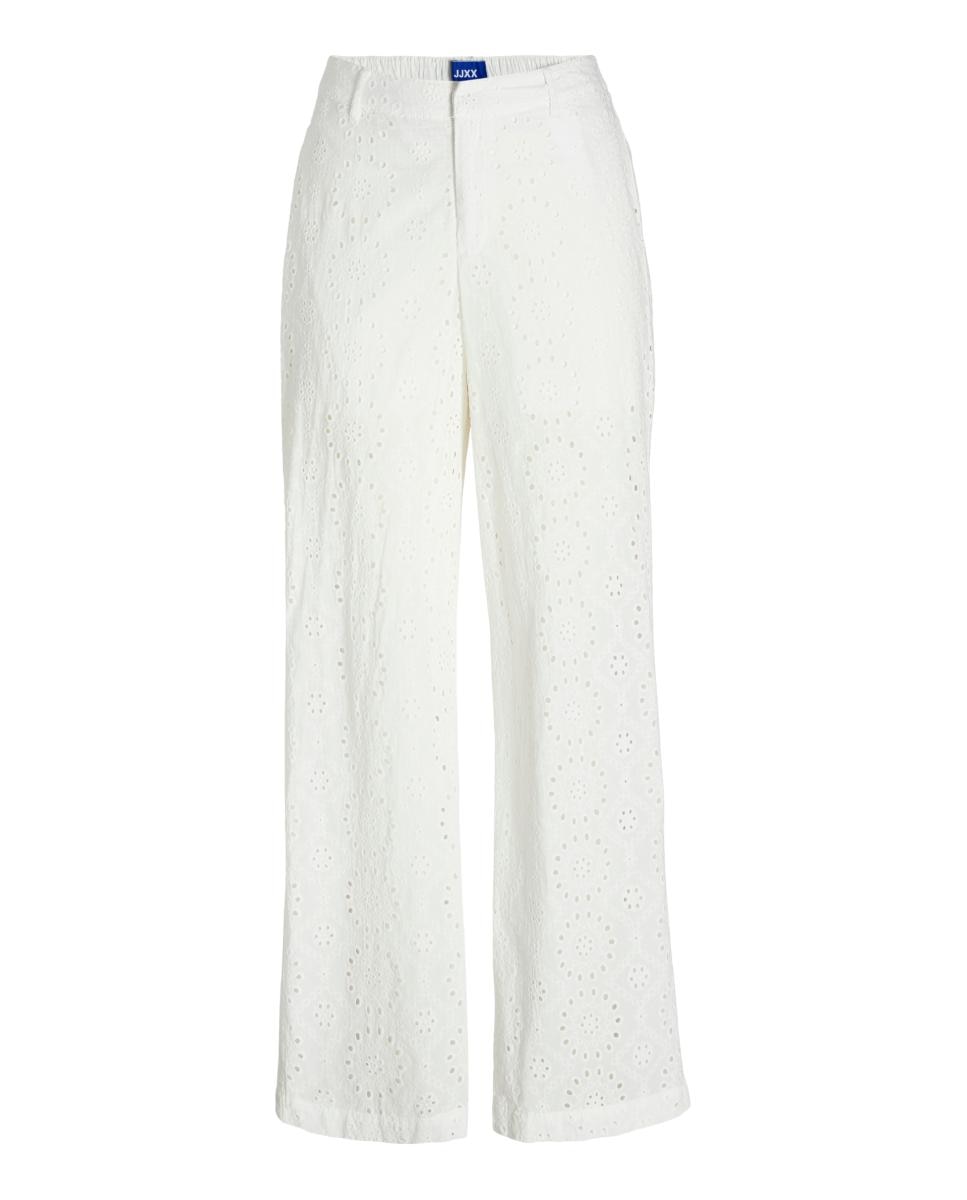 Calças de Cintura Média Wide Leg Fit Branco-5