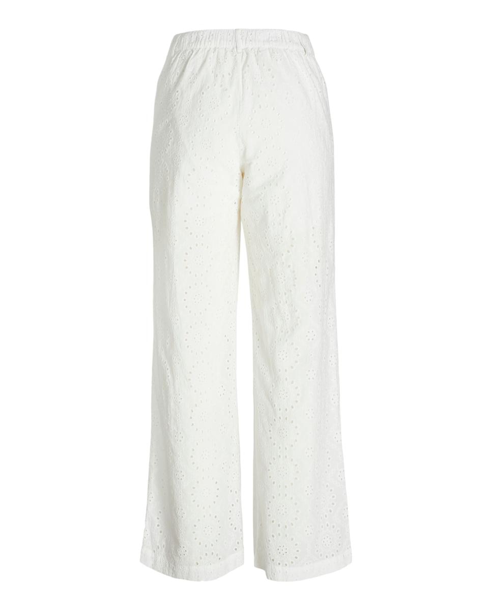 Calças de Cintura Média Wide Leg Fit Branco-6
