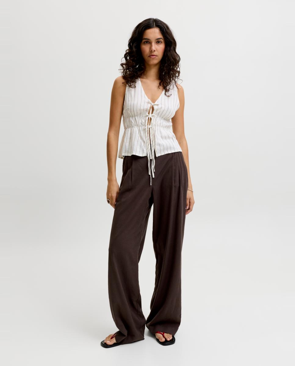 Jack & Jones - Pantalón de mujer de lino wide leg.