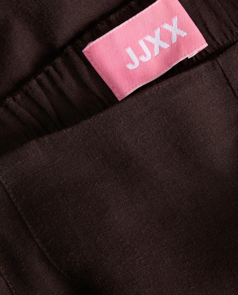 Pantalón de mujer de lino wide leg - Jack & Jones - Marrón oscuro Marrón oscuro-8