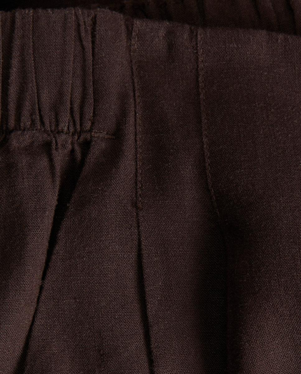Pantalón de mujer de lino wide leg - Jack & Jones - Marrón oscuro Marrón oscuro-9
