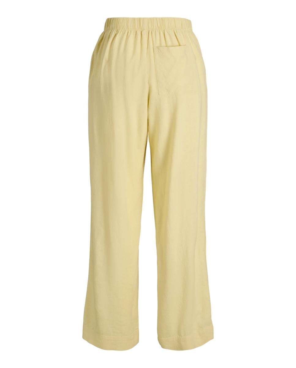 Calças de Linho Wide Leg Amarelo-2