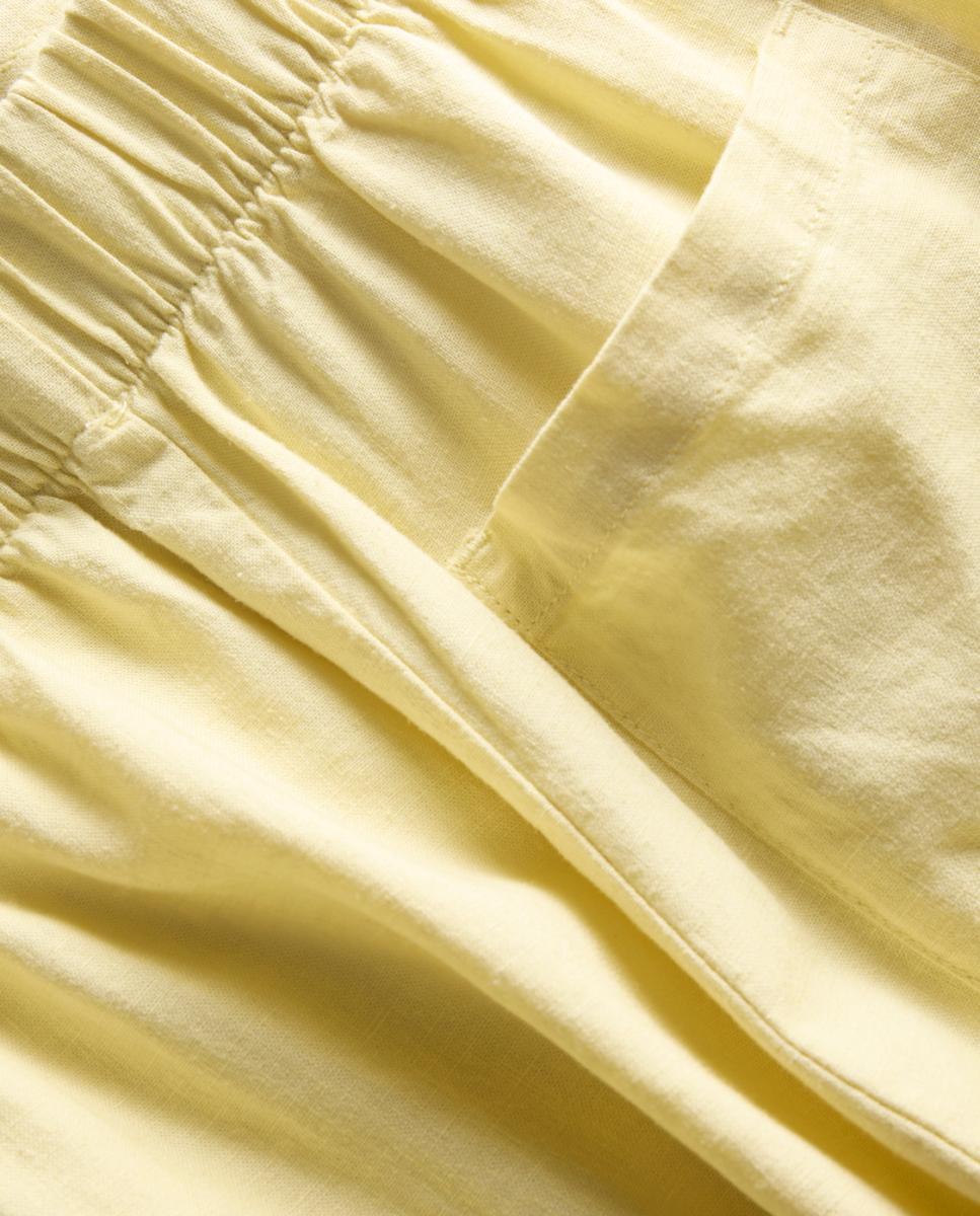 Calças de Linho Wide Leg Amarelo-4