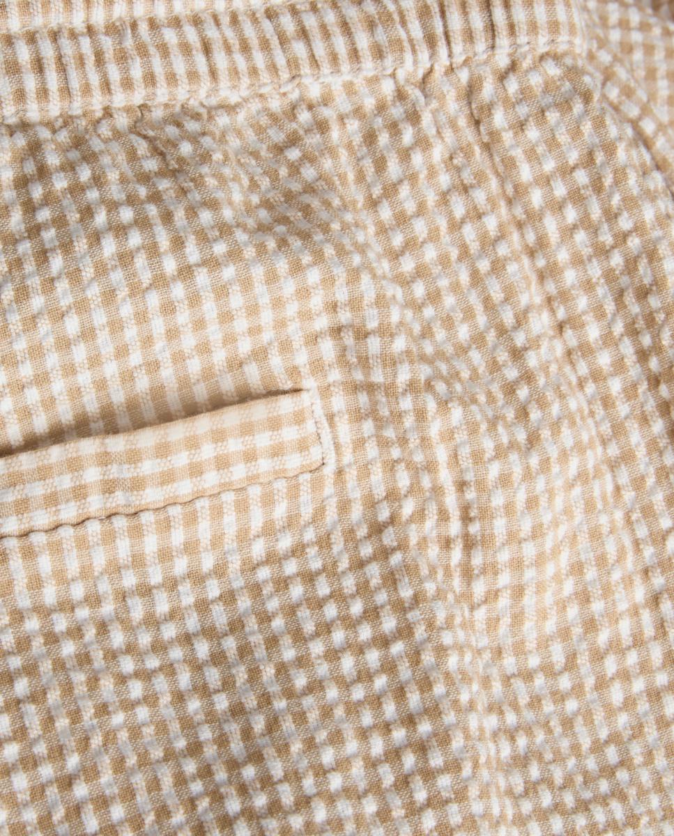 Calças Vichy Barrel Fit Castanho-4